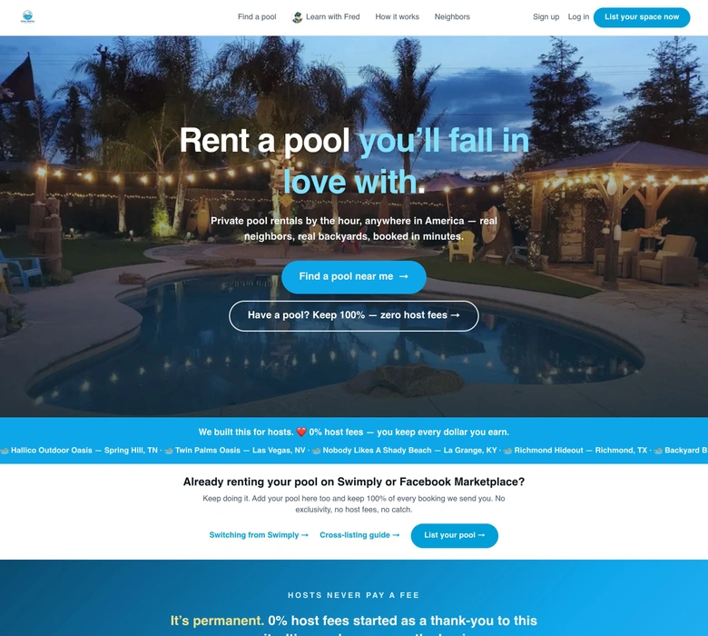 Pool rental near me — landing page