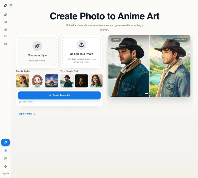 animegen.ai — landing page