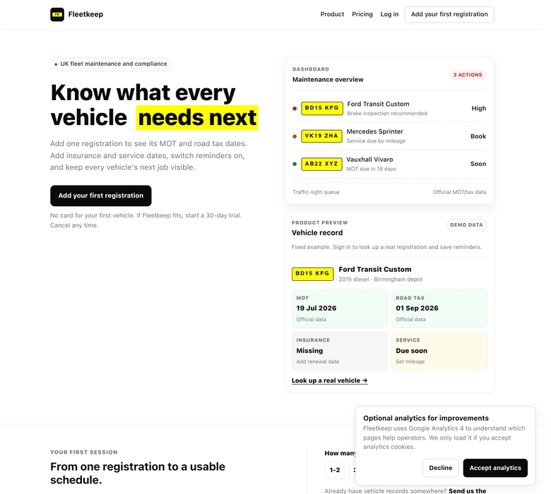 Fleetkeep — landing page