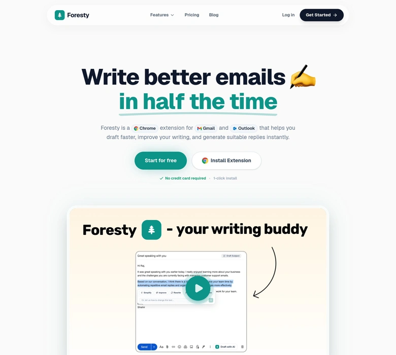 Foresty — landing page