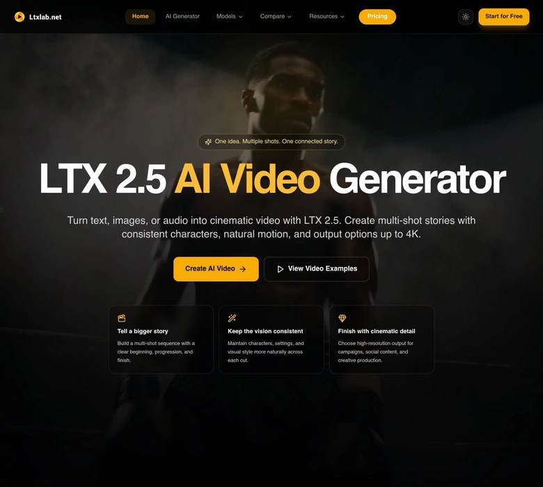 Ltx 2.3 AI Video Generator — landing page