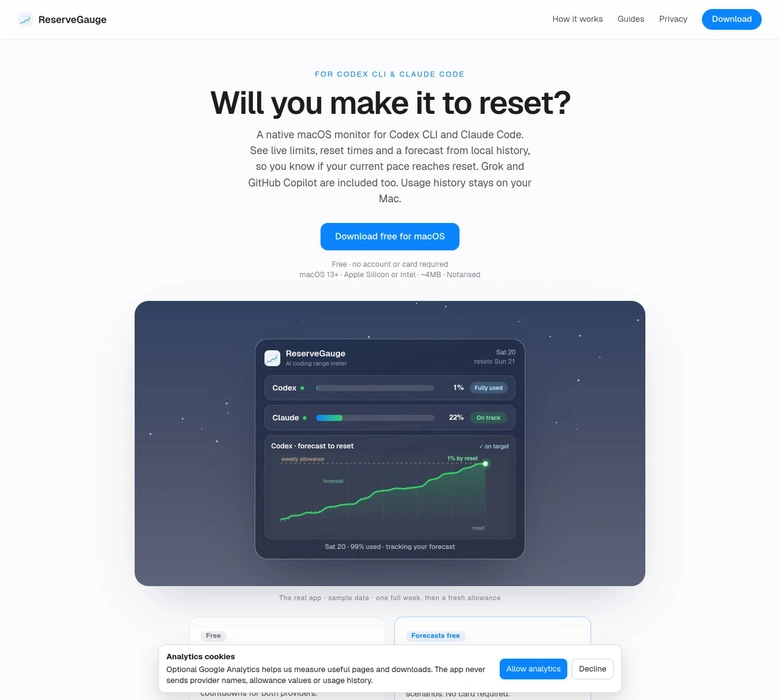 ReserveGauge — landing page