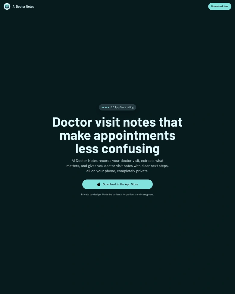 AI Doctor Notes — landing page