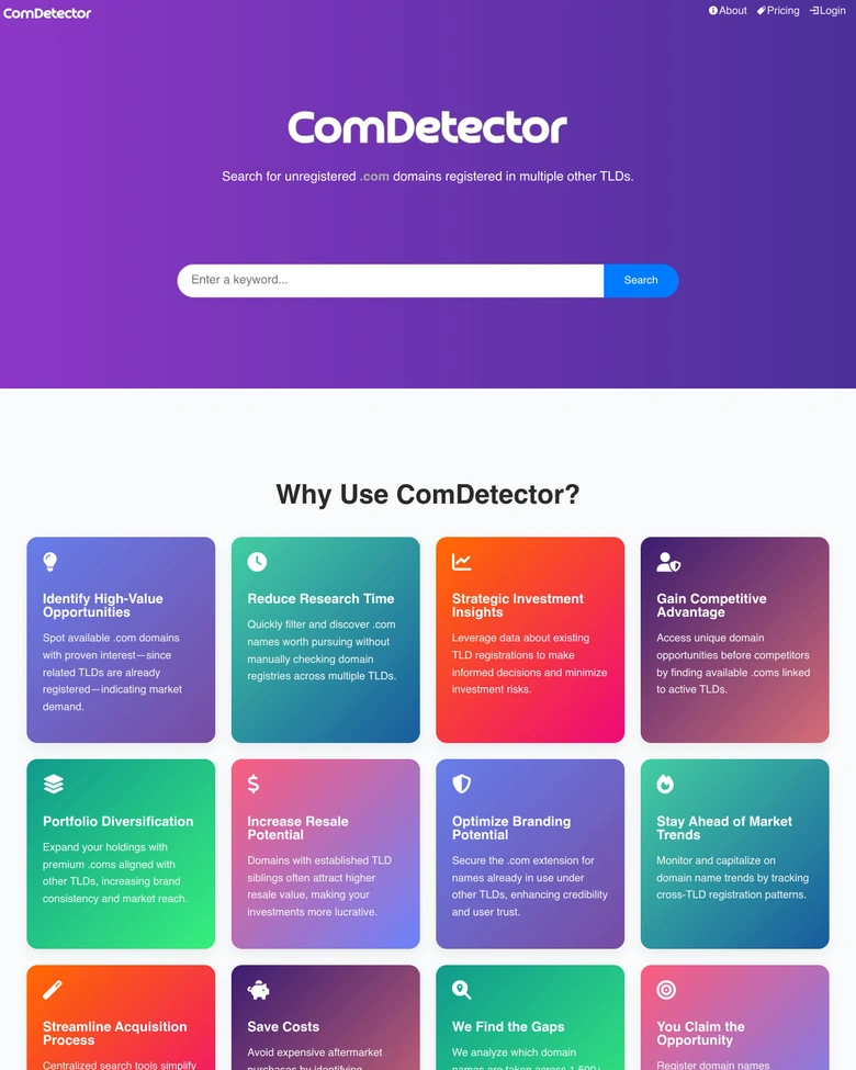 ComDetector — landing page