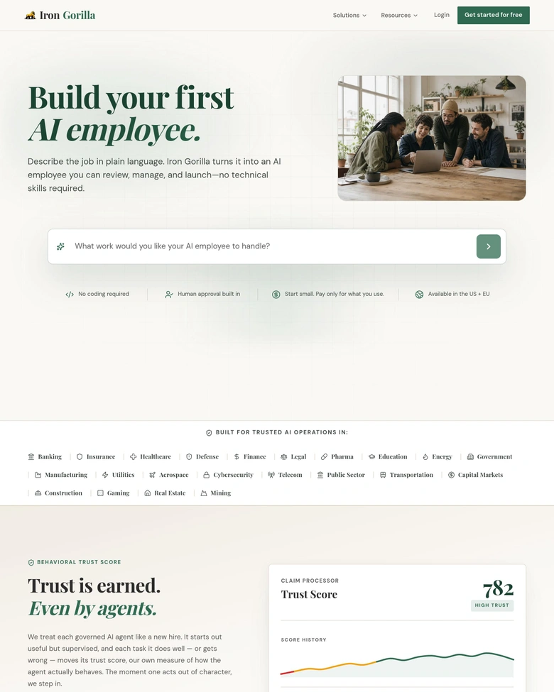 Iron Gorilla — landing page