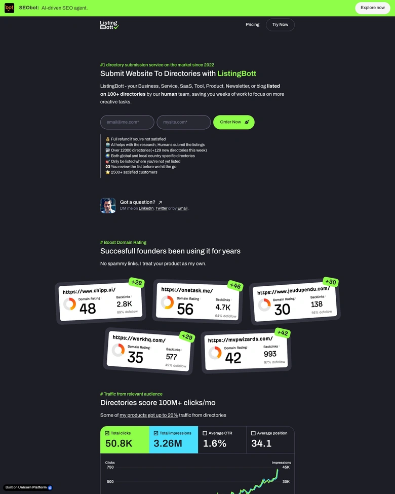 Listingbott — landing page