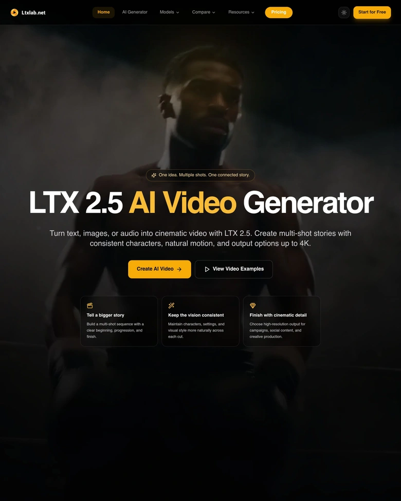 Ltx 2.3 AI Video Generator — landing page