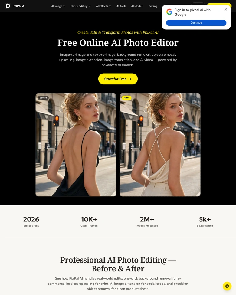 PixPal AI — landing page