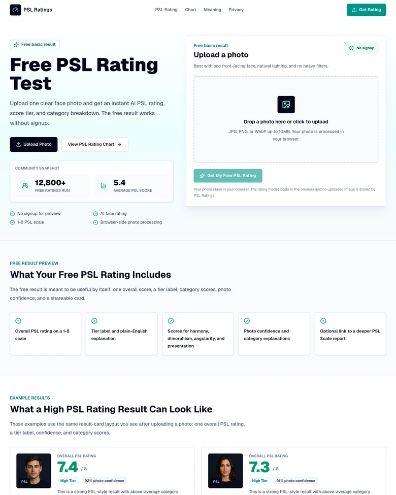 PSL Rating — landing page