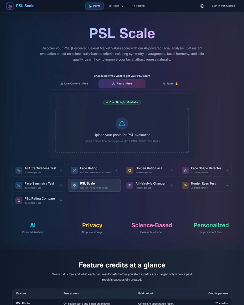 PSL Scale — landing page