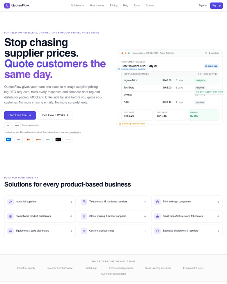 Quotesflow — landing page