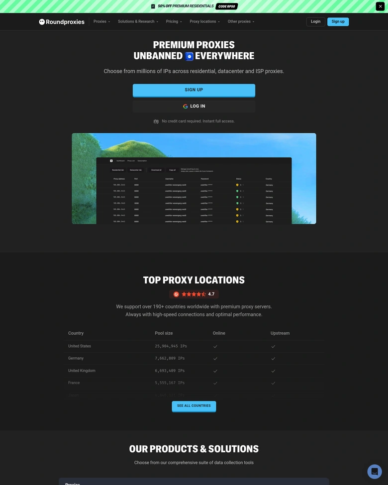 Roundproxies — landing page
