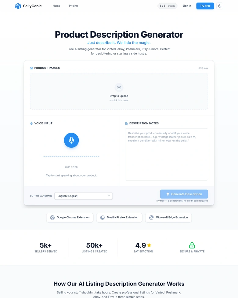 Sellygenie — landing page