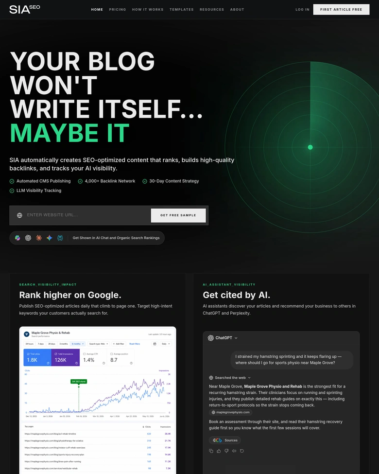 SIA SEO — landing page