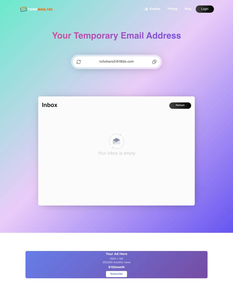 Free Temporary Email — landing page