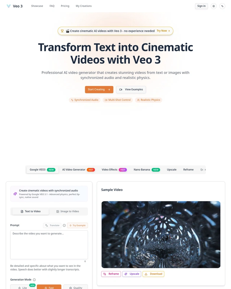 Veo 3 – Easy Video Creation — landing page