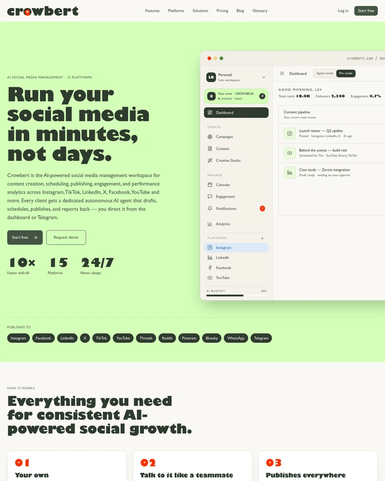 Crowbert — landing page