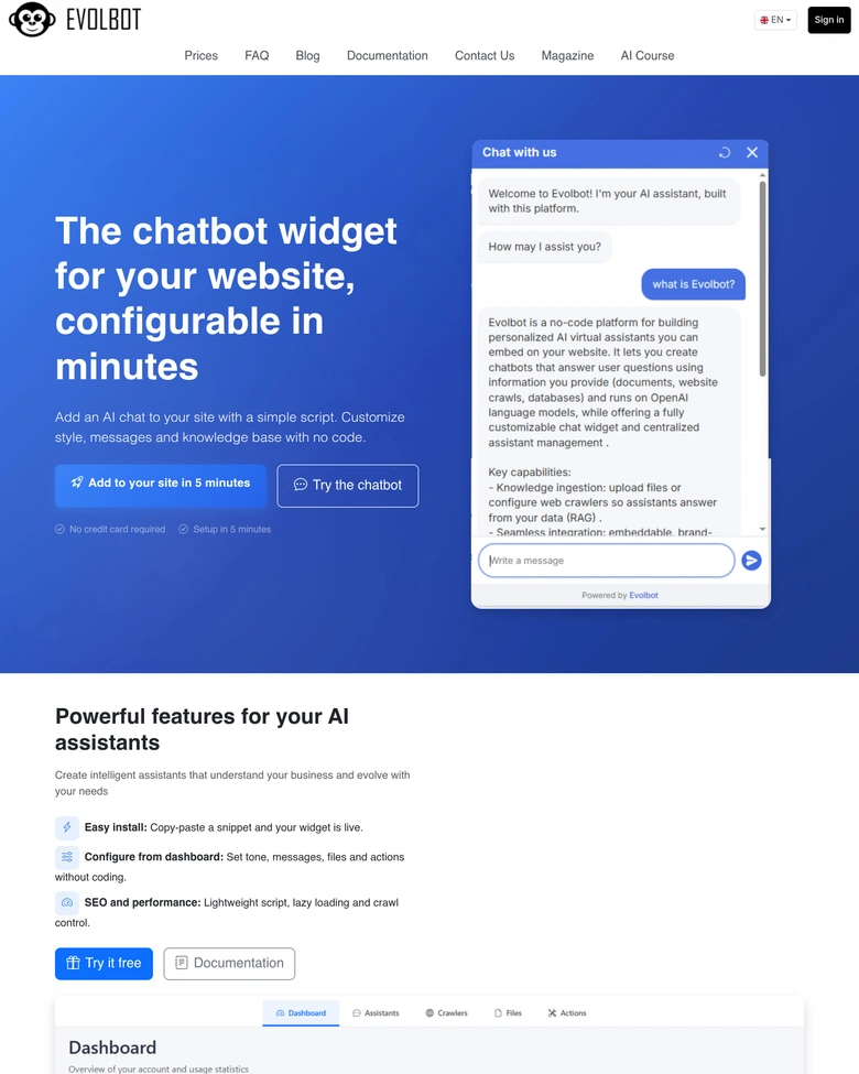 Evolbot — landing page