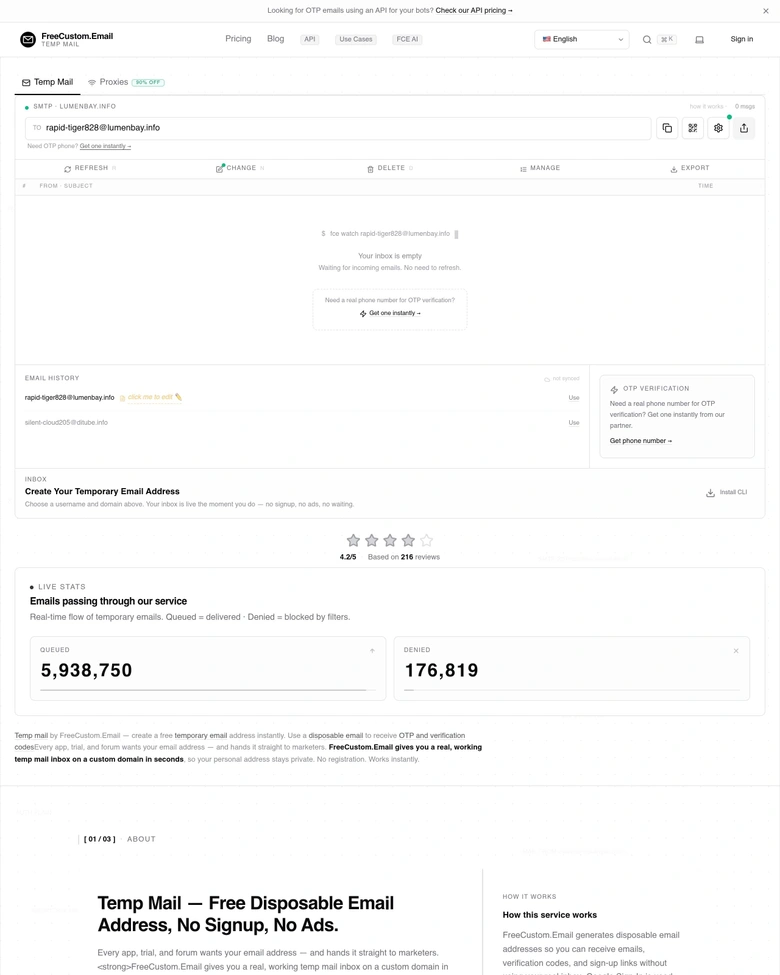 FreeCustom.Email — landing page