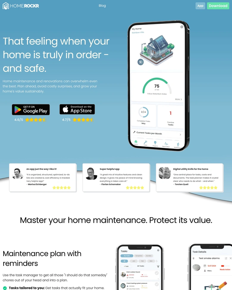 Homerockr — landing page