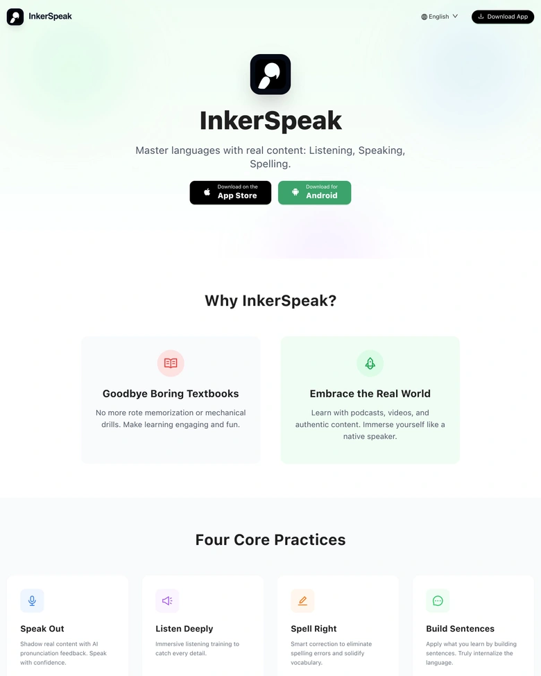 InkerSpeak — landing page
